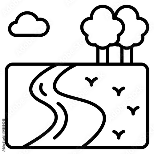 River Water Line Icon Vector