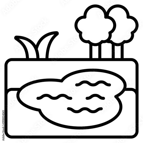 Pond Water Line Icon Vector