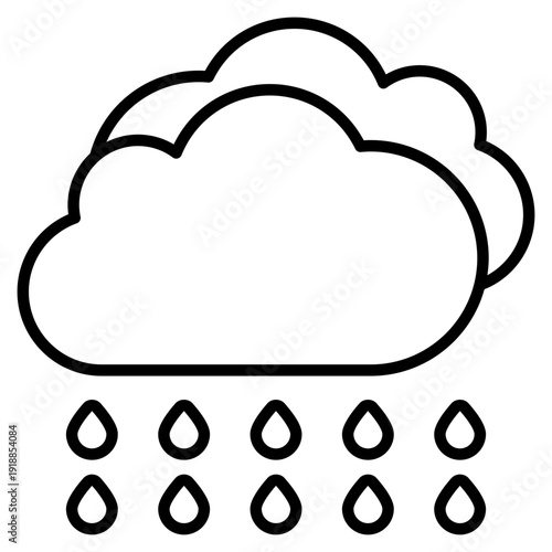 Rain Cloud Line Icon Vector
