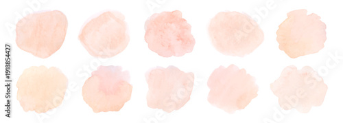 A vector abstract background with delicate blotch patterns and light pastel washes. Perfect for creative projects is created by a peach watercolor splash with soft coral and rose tints
