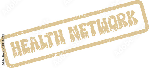 Textured brown rubber stamp impression for a robust health network and community connections