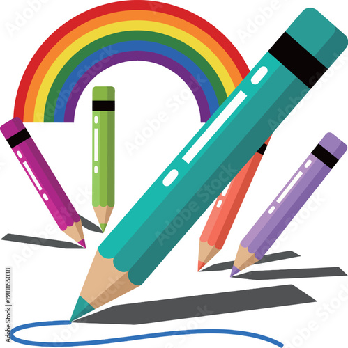 A collection of colorful pencils showcases vibrant hues creating artistic expression, portraying creativity and inspiration for artists and illustrators alike.