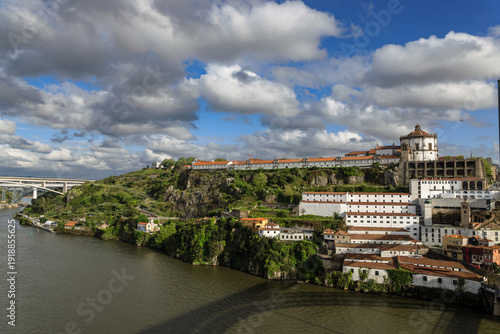 View from the Ponte Luis I on the Monastery Serra do Pilar in Porto, Portugal.