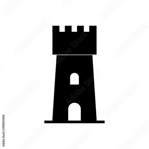 Castle Tower icon isolated on white background