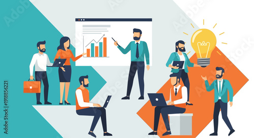 Business Team Meeting Presentation Analytics Illustration
