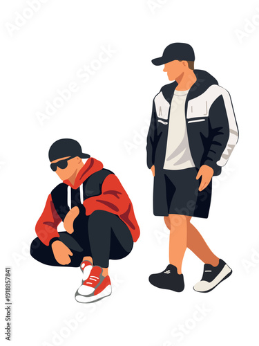 stylish active teens in contemporary fitness outfits graphic