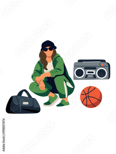 professional young sportswoman isolated vector template