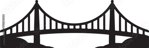 Minimalist black and white bridge illustration vector design for travel and architecture