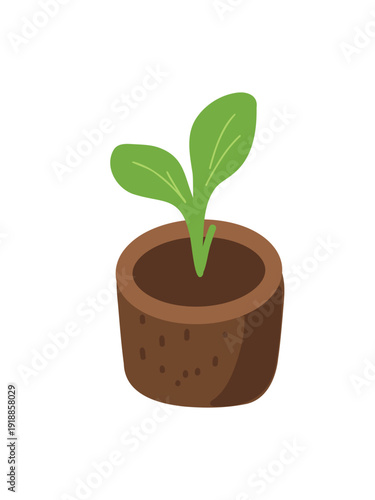 peat pellet with seedling vector illustration full view