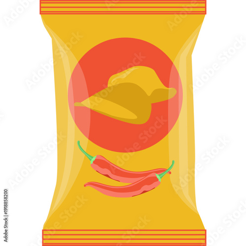 Chips fastfood snack in pack vector icon isolated on white