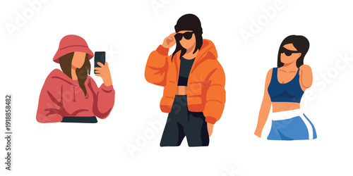 fashionable youth wearing trendy athletic clothing artwork