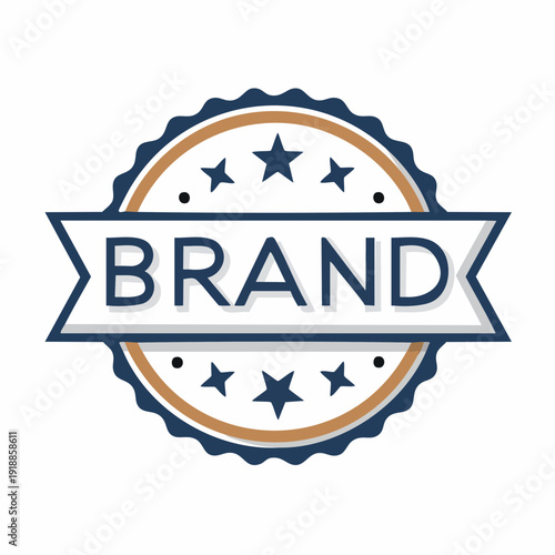 Brand identity logo design with stars and ribbon banner.