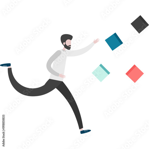 Busy employee rushing vector icon isolated on white