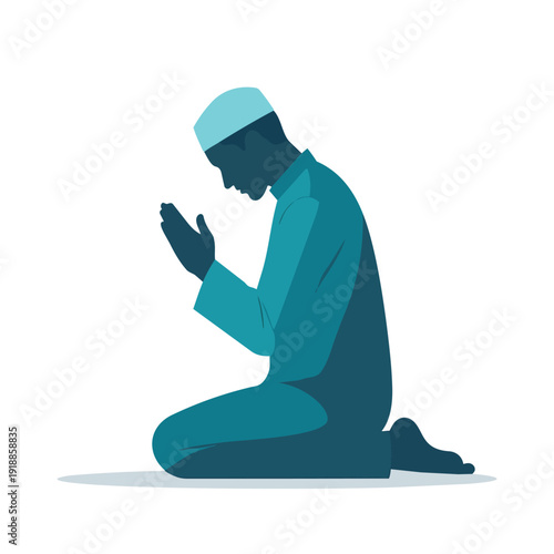 Reflection in Prayer: A serene illustration depicts a figure immersed in prayer, hands clasped, capturing a moment of profound spiritual reflection and devotion.