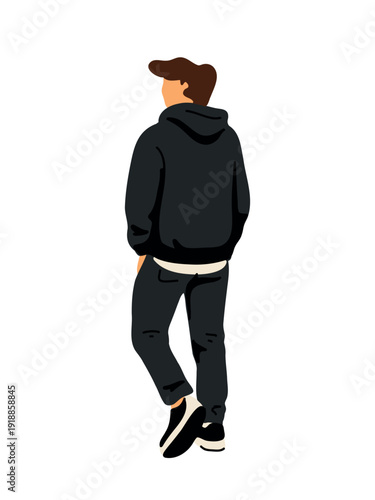 confident young man seen from behind