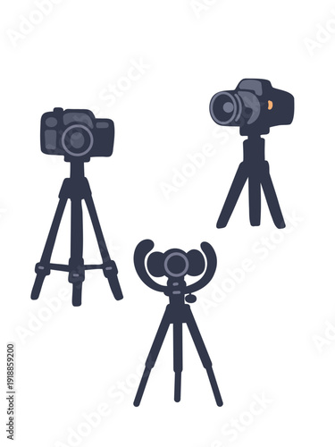 photo equipment tripod and camera isolated background