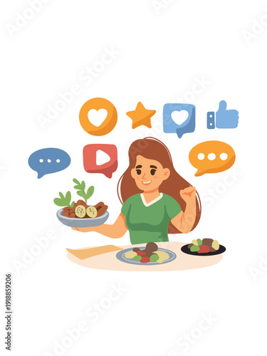 digital culinary content creator making food vector clipart