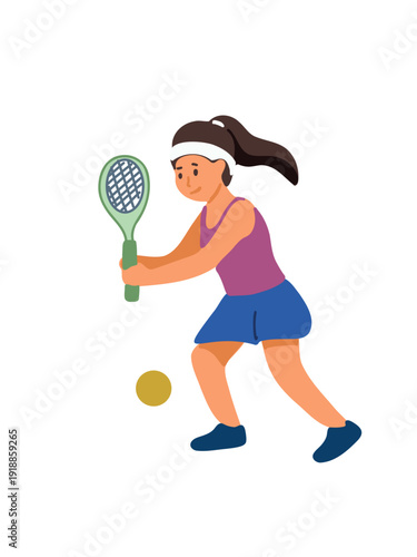 happy child hitting tennis ball flat design