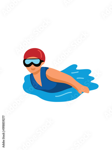 female swimmer swimming in pool vector illustration