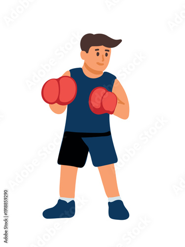 cartoon male boxer isolated white background illustration