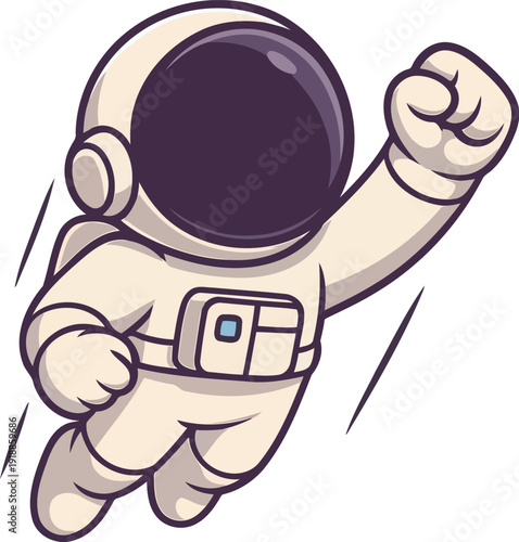An astronaut is depicted soaring through space with a determined expression, symbolizing exploration, adventure, and the quest for knowledge beyond Earth.