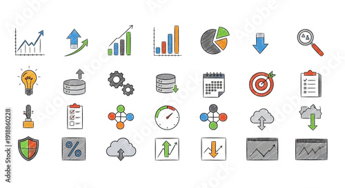Collection of business and business icons.