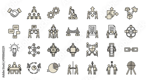 Collection of business and business people icons.