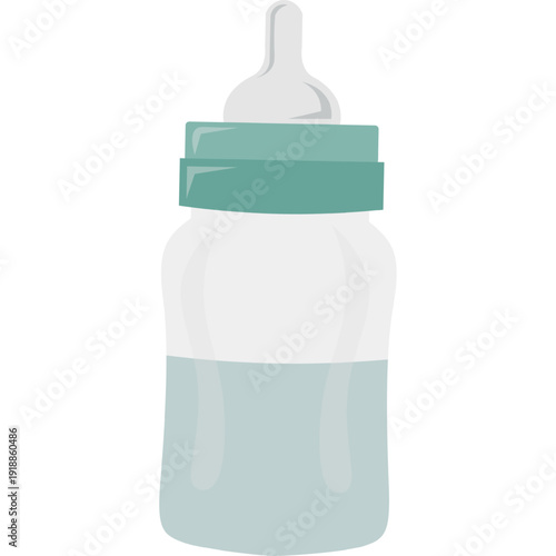 Baby bottle with pacifier vector icon isolated on white