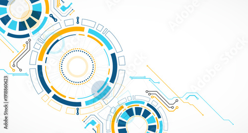 Abstract background. Scientific and technological concept with the use of technical elements formed in the shape of a circle. Vector