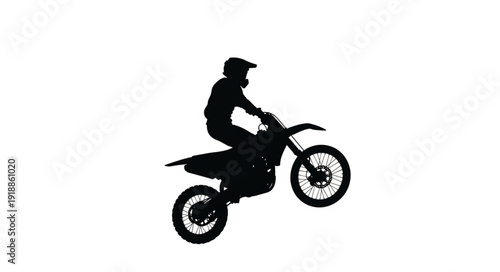 Motorcyclist Riding Dirt Bike Silhouette.