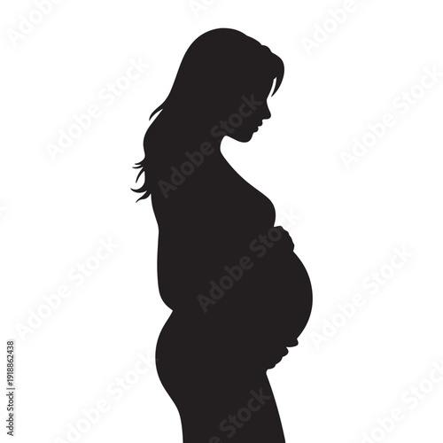 Pregnant woman silhouette isolated on transparent background for medical or lifestyle design projects
