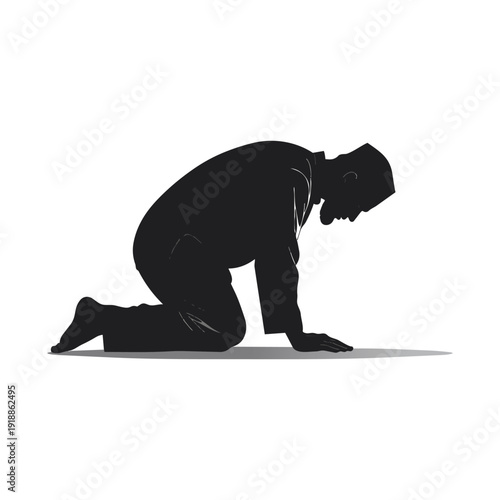 Praying in Silence: A silhouette of a man in deep reverence, absorbed in prayer, signifying faith, and serenity in devotion. 