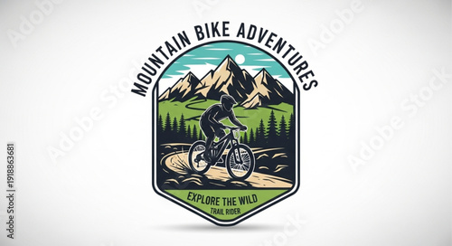 Mountain Bike Adventure Logo Design.