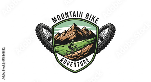 Mountain Bike Adventure Logo Emblem.