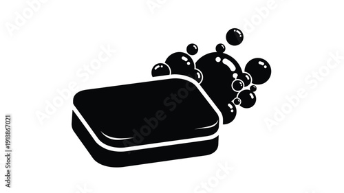 Black soap bar with bubbles a striking graphic silhouette