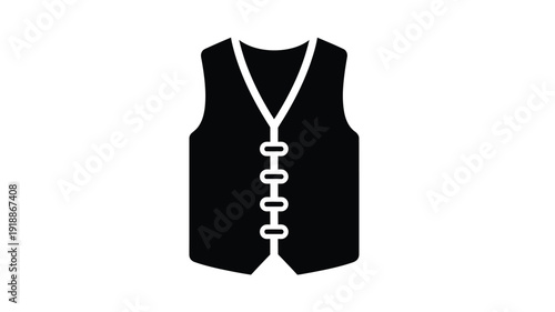 Black vest icon with detailed front closure a striking silhouette