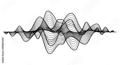 A black and white waveform illustration on a plain background