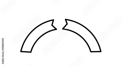 A simple black line drawing of two curved arrows pointing away from each other