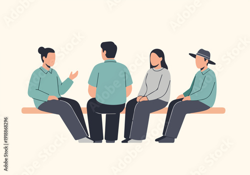 Diverse group of people sitting together in a discussion or therapy session