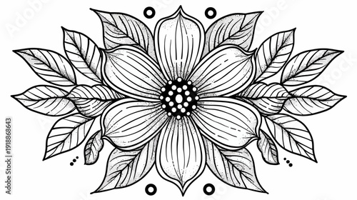 Elegant floral illustration detailed petals and leaves artistic design vector