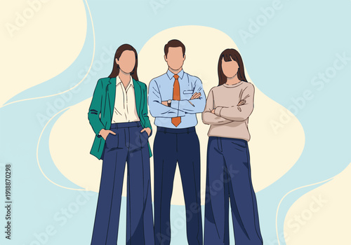 Professional business team standing together, confident and diverse