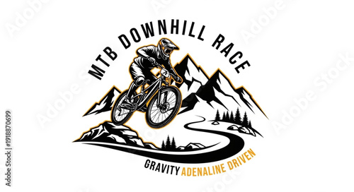 Mountain Bike Downhill Racing Logo.