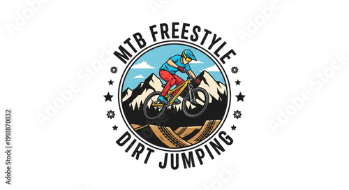 Mountain Bike Freestyle Dirt Jumping Logo.