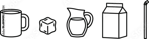 dairy products icons set line style
