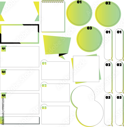 This simple business title frame features stylish accents and plenty of white space. It showcases a yellow and yellow green gradient.