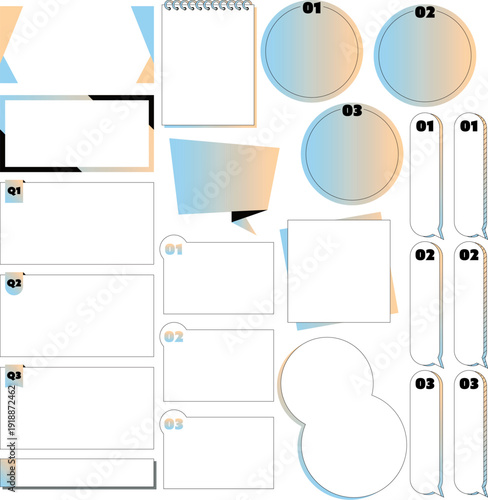 This simple business title frame features stylish accents and plenty of white space. It showcases a orange and light blue gradient.