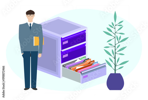 File Cabinet Concept Illustration Vector Style