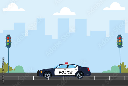 Police Car Concept Illustration Vector Style