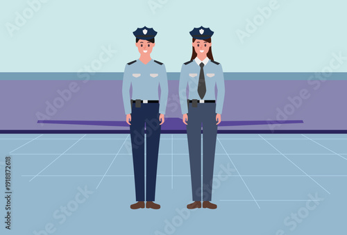 Police Line Concept Illustration Vector Style