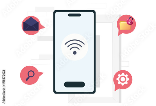 Phone Surveillance Concept Illustration Vector Style